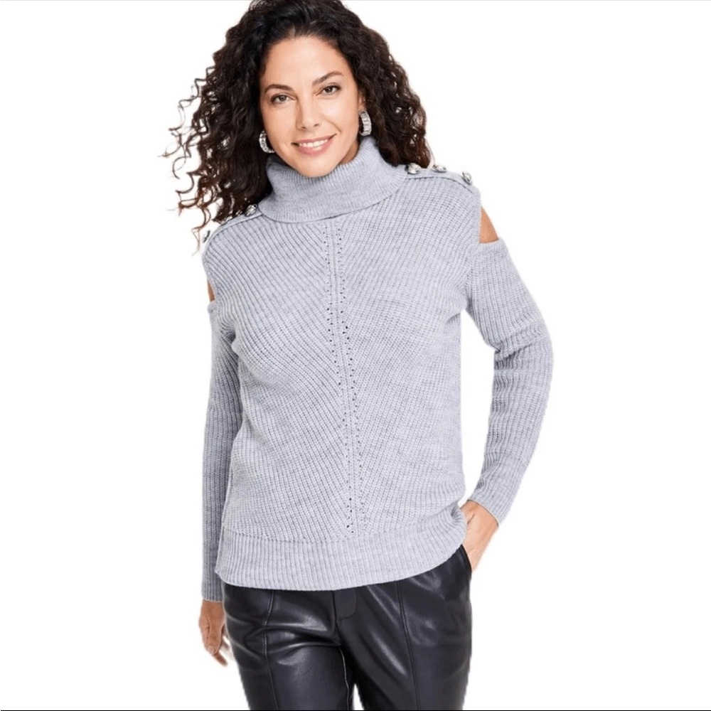INC International Concepts Women’s Sweater sz Large Cold Shoulder NEW